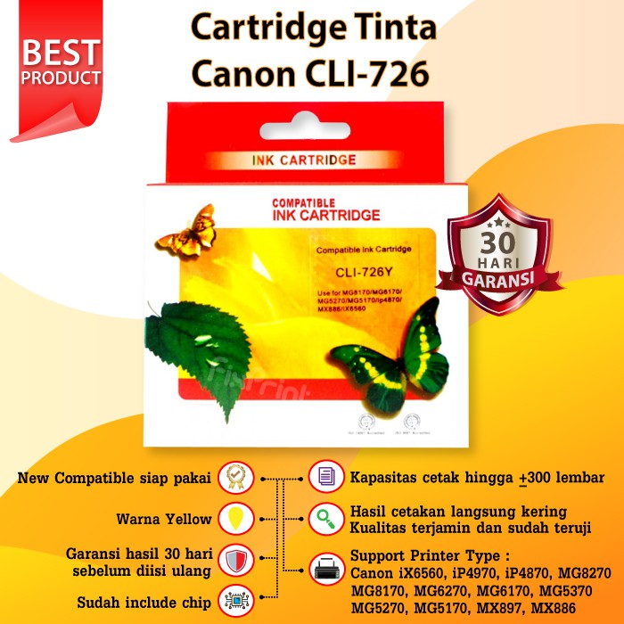 Cartridge Tinta Canon PGI 725 Black CLI 726 Color PGBK CLI-726 Printer iX6560 iP4870 MG5170 MX886