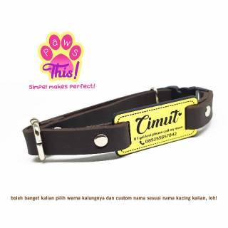 Custom Kucing Anjing PU LEATHER Kalung pakai nama  pet 