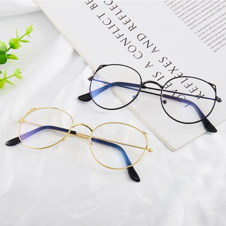 Diskon Shop - F406 Kacamata Telinga Kucing / Kacamata Style Korea / Kacamata Retro Bulat Import