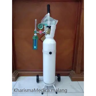 Tabung Oksigen 1 kubik satu set (tabung+regulator+trolley)
