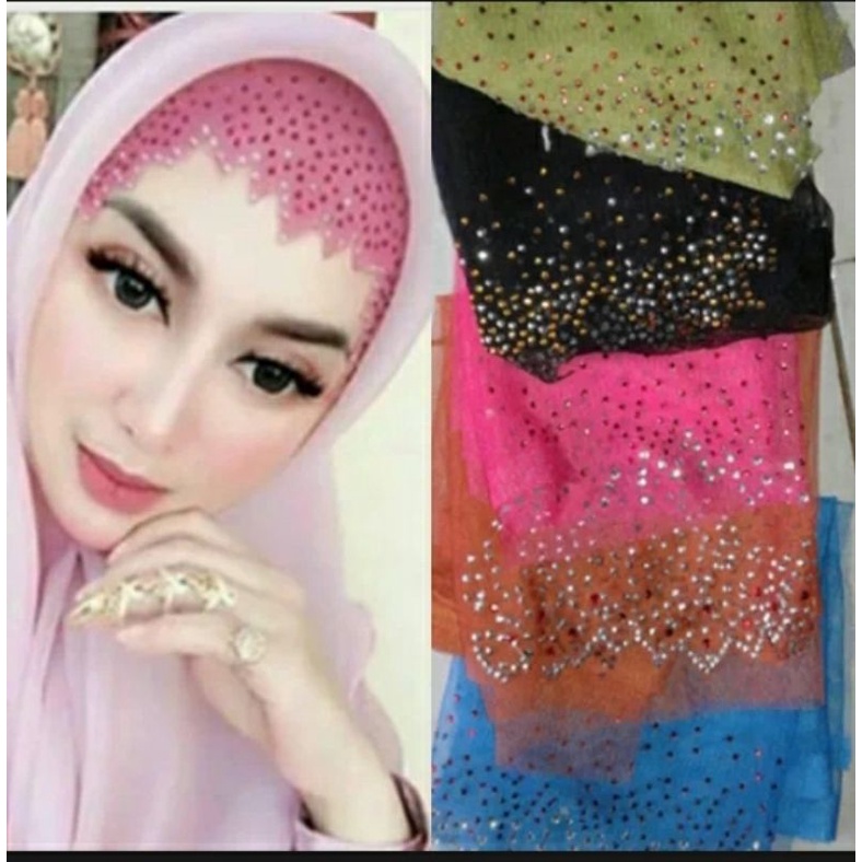 CIPUT PAYET PESTA /INNER JILBAB PAYET /DIAMOND ZIG ZAG /BANDANA DALAMAN JILBAB