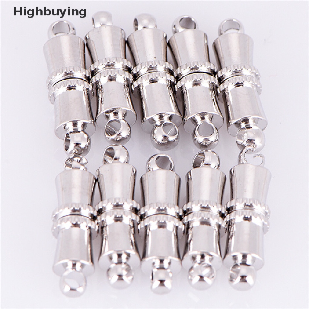 Hbid 10Pcs / Set Kait Clasp Magnetik Lapis Silver Untuk Perhiasan Gelang / Kalung