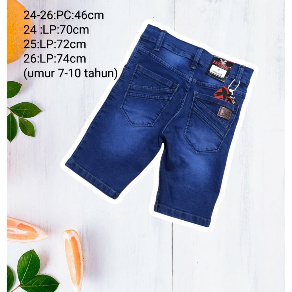 Celana pendek jeans anak bahan denim premium tebal ukuran 24 sampai 26