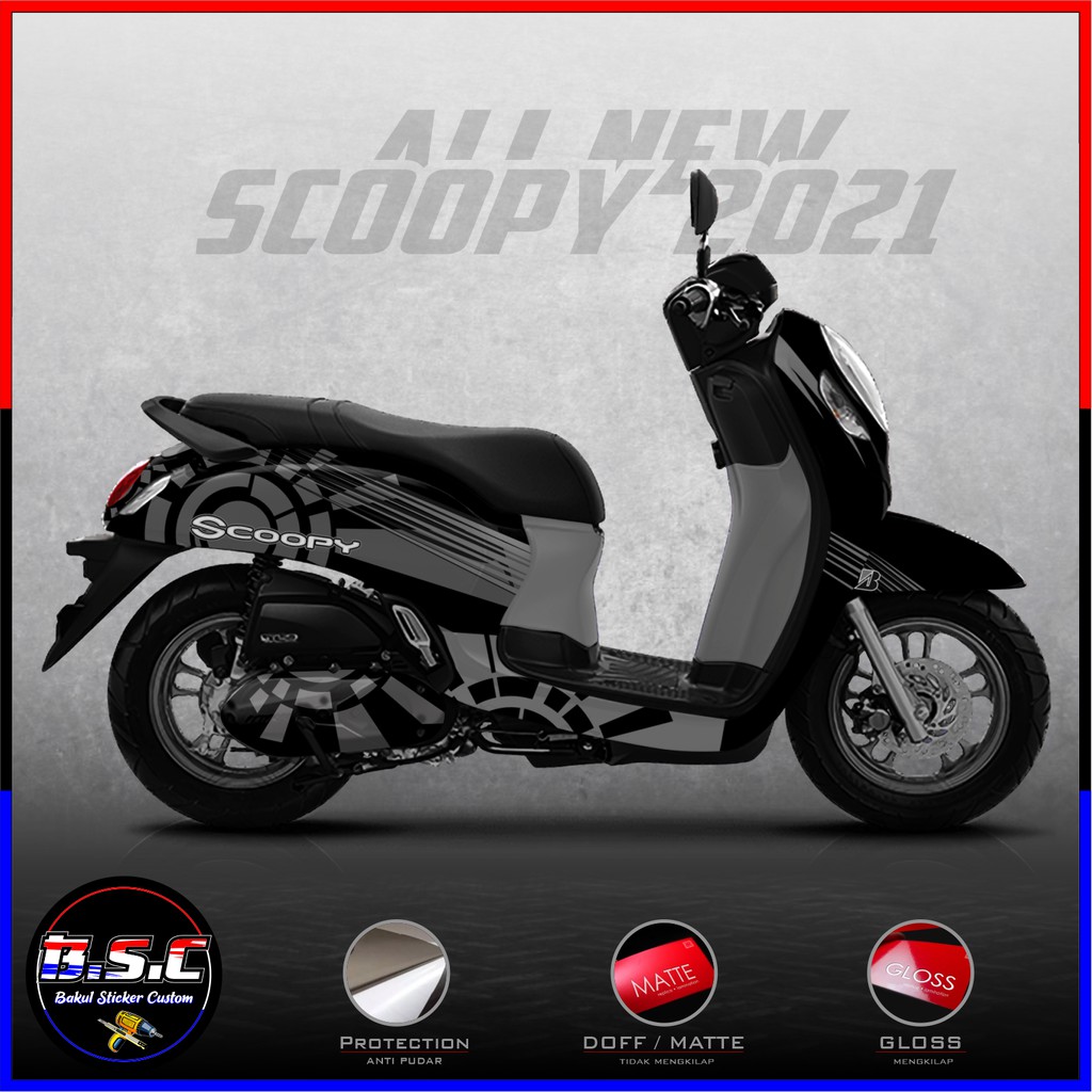 Sticker Decal FULL BODY + FULL PART Scoopy FI Scoopy 2021 Motif SunMoon Black