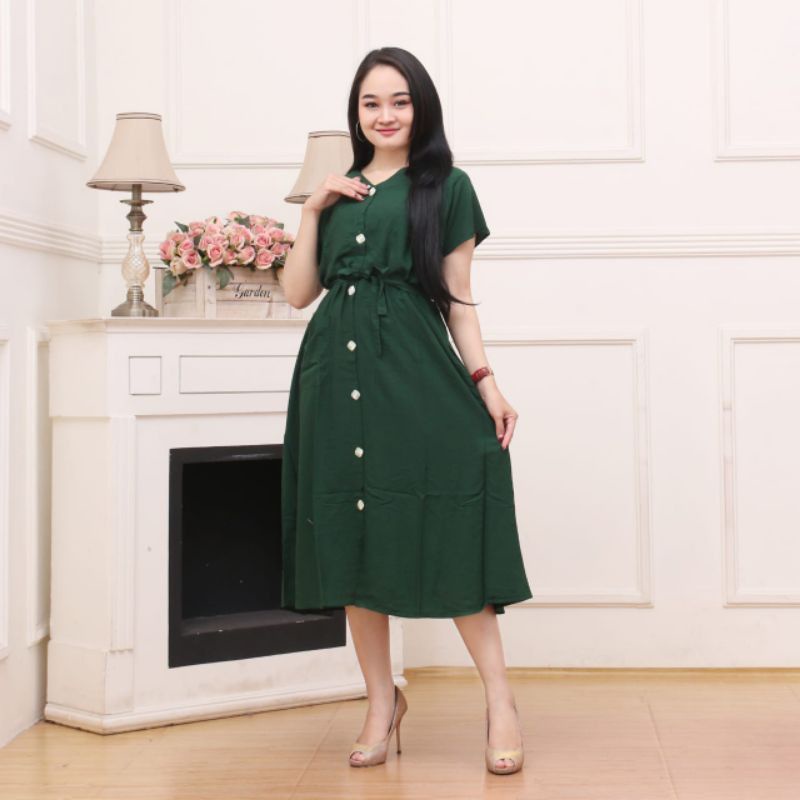 DASTER ANDIN - DREES SANTAI CASUAL WANITA POLOS - DREES POLOS KANCING DEPAN KEKINIAN