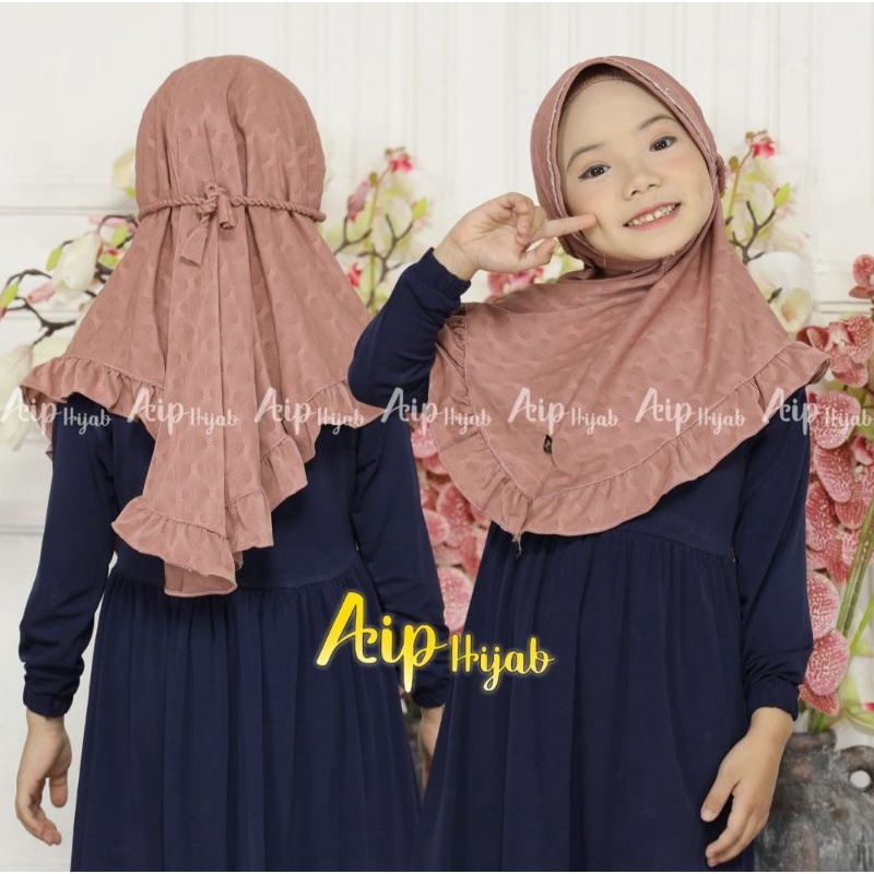 hijab anak bergo renda jersey cubit