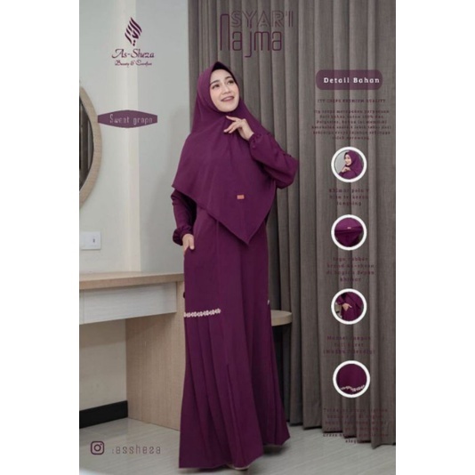 Gamis set khimar Najma As sheza S - XXXL oversize Azzura itycrepe premium hq terbaru manasik haji umroh lebaran series