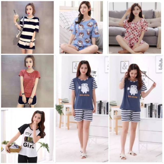  20motif PIYAMA SETELAN  IMPORT BAJU  TIDUR WANITA  DEWASA 