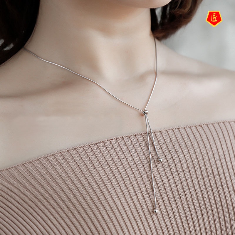 [Ready Stock]Korean Style Light Luxury Personality S925 Silver Necklace Women's Simple