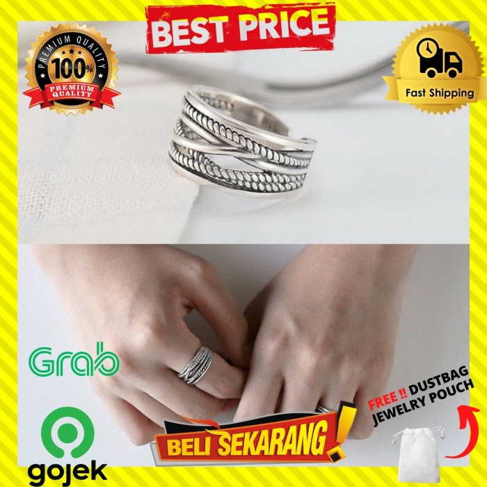 CINCIN TITANIUM ADJUSTABLE PRIA WANITA RANTAI TWIST ULAR TERBUKA C217
