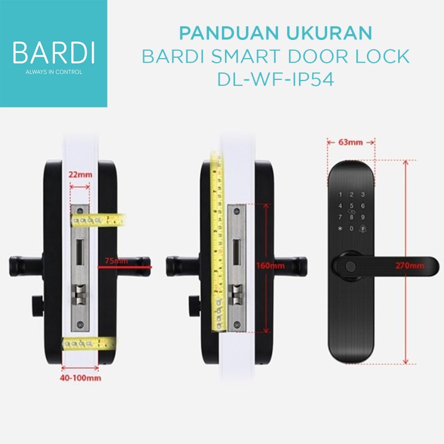 Bardi Smart Home Door Lock Handle RFID-Fingerprint Waterproof IP54 Kunci Pintu Smart