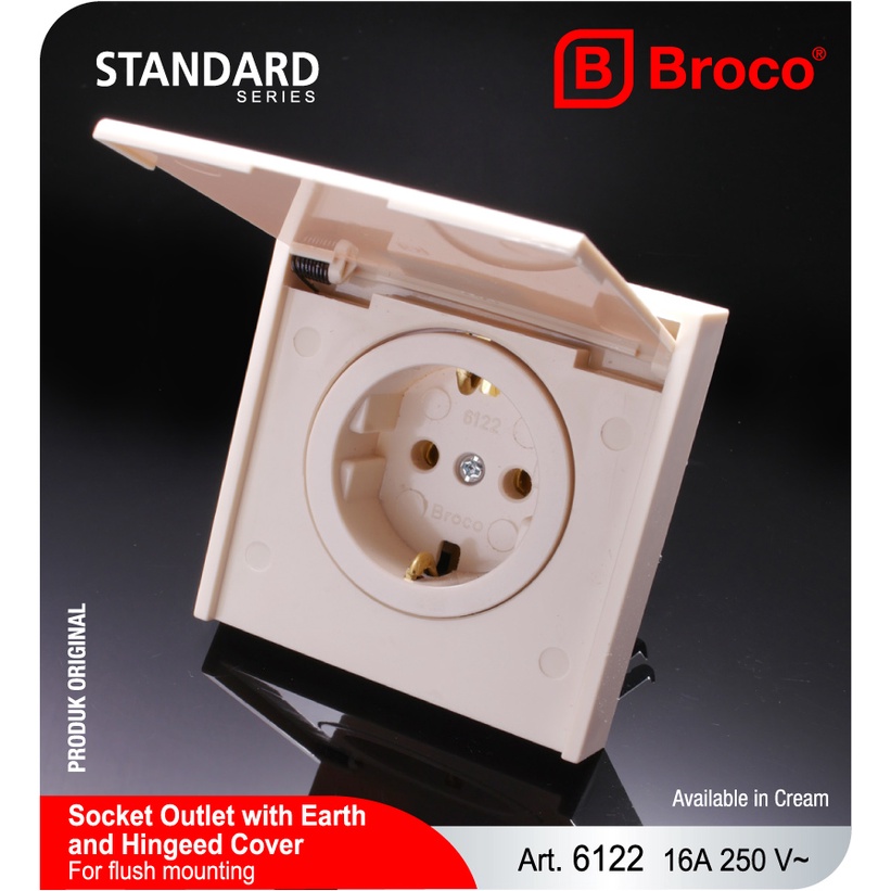 Stop Kontak BROCO / Stop Kontak Tutup BROCO / Stop Kontak Inbow / Tanam + Cover BROCO STD - 6122
