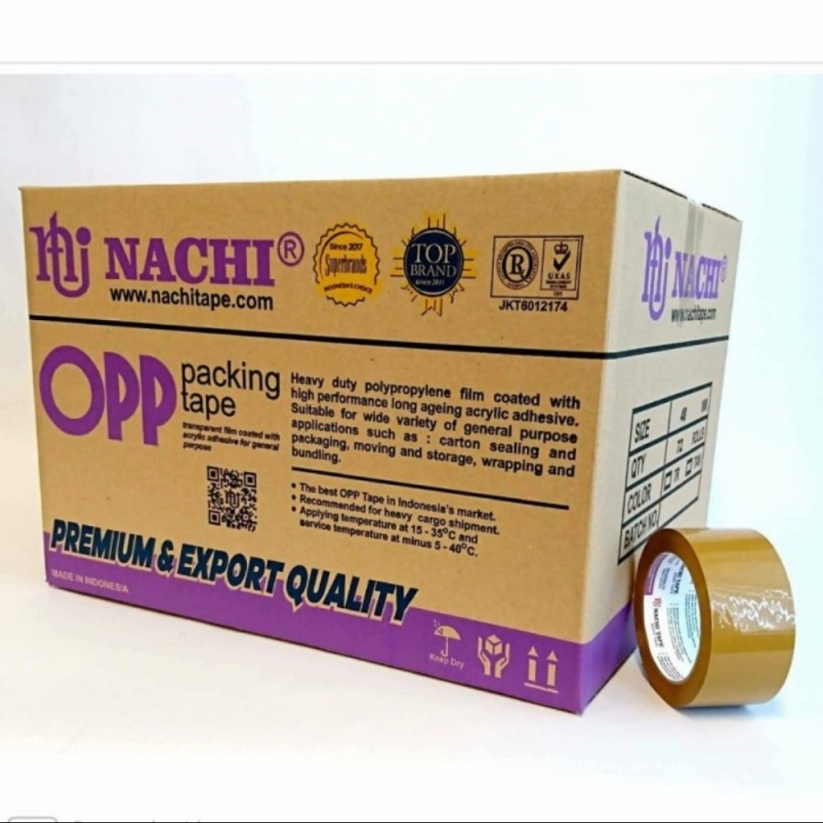 

Plakban / Lakban NACHI Tape Opp 2 Inch x 100 Yard 1 Box