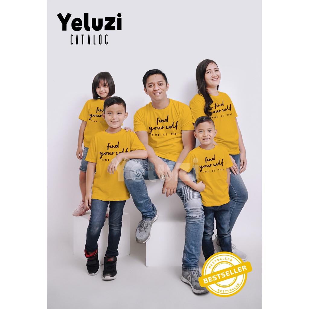 find your self Kaos atasan Couple Oblong baju sarimbit Keluarga kuning busuk yeluzi