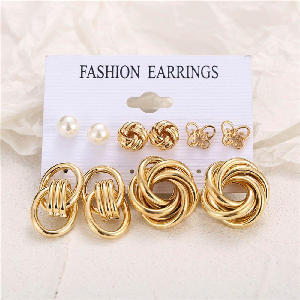 Set Anting Drop TOP INS Style Perhiasan &amp; Aksesoris Anting Stud Mewah Fashion Jewelry Earrings Untuk Wanita Geometris