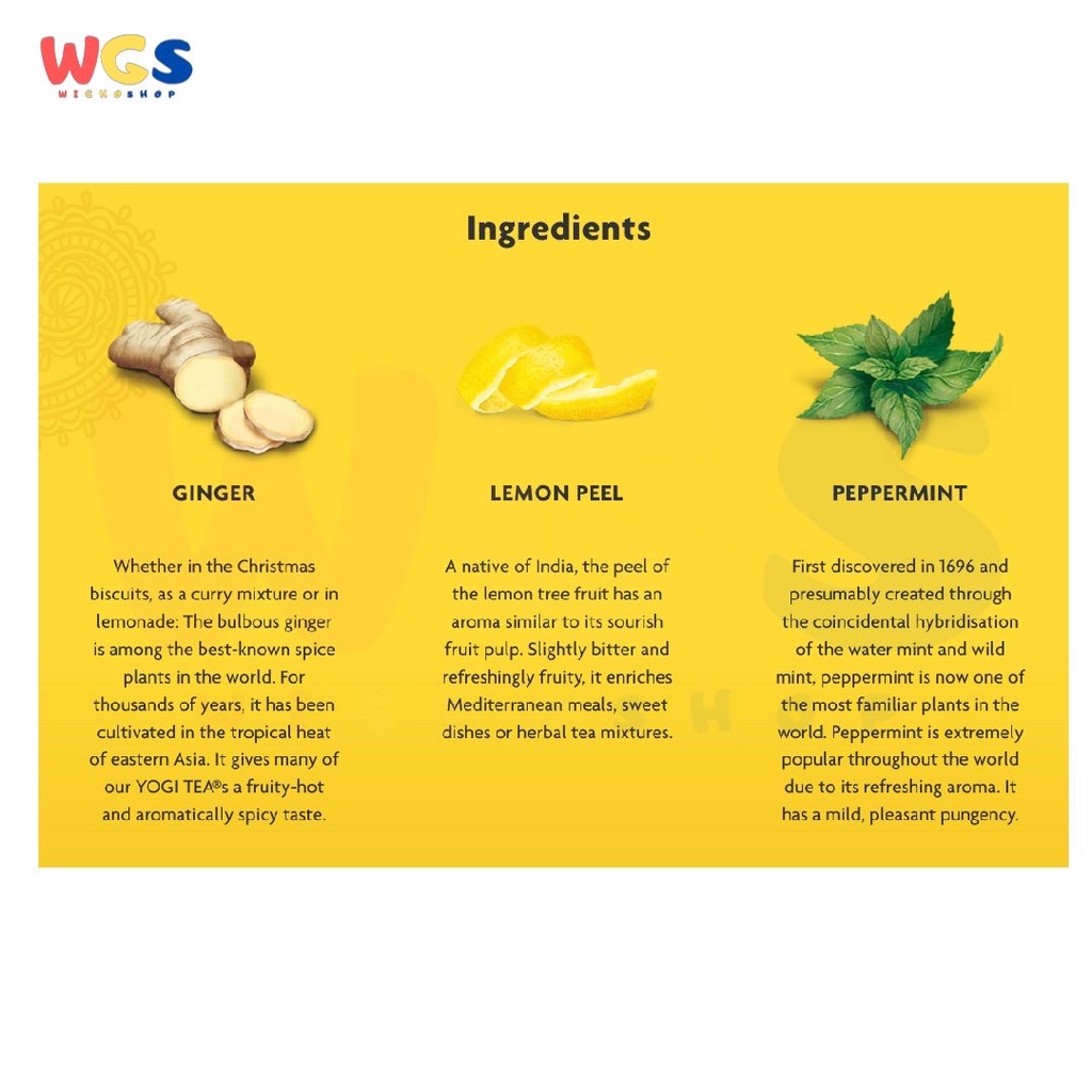 Yogi Tea Organic Ginger Lemon Ayurdevic Blend Herbal Tea 17p x 1.8g