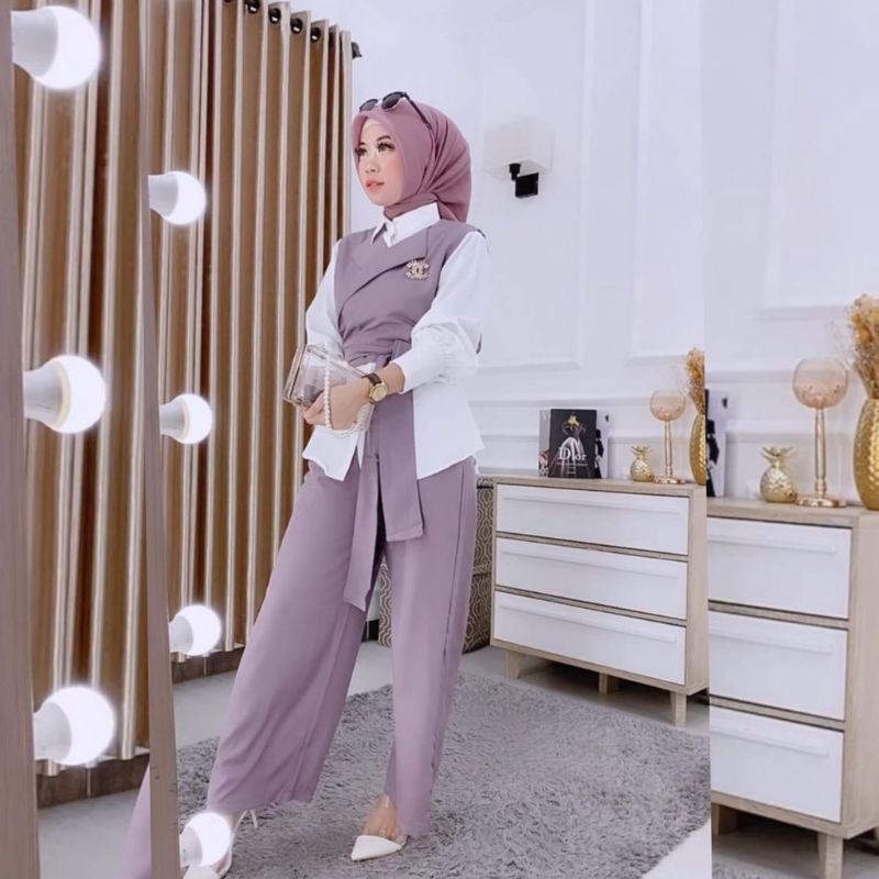 One Set NAURA Setelan Outer Wanita Premium Quality // Setelan Polos Wanita Kekinian // Pakaian Wanit