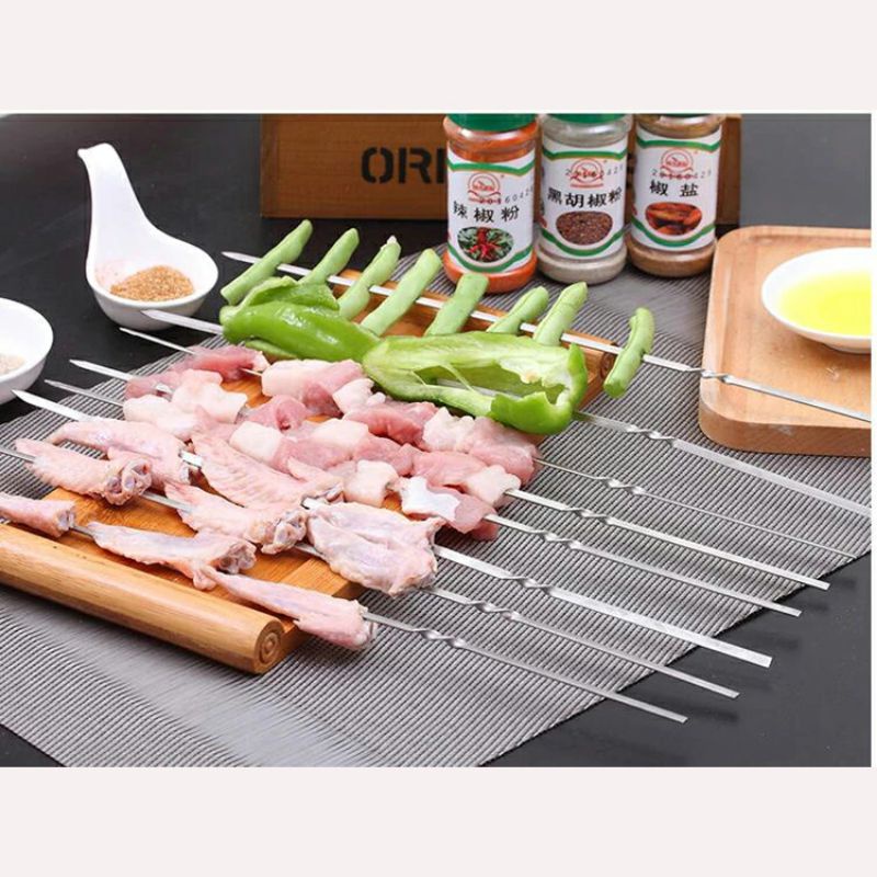 Tusuk sate dengan gagang barbeque stainless steel 50 pcs