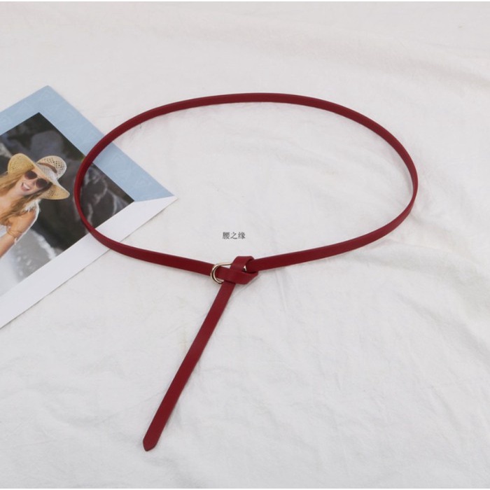Belt Wanita Ban THIN KECIL 2286Korea Fashion Kulit PU Gasper Merah H7G3 Terlaris  Ikat Aksesoris Tal