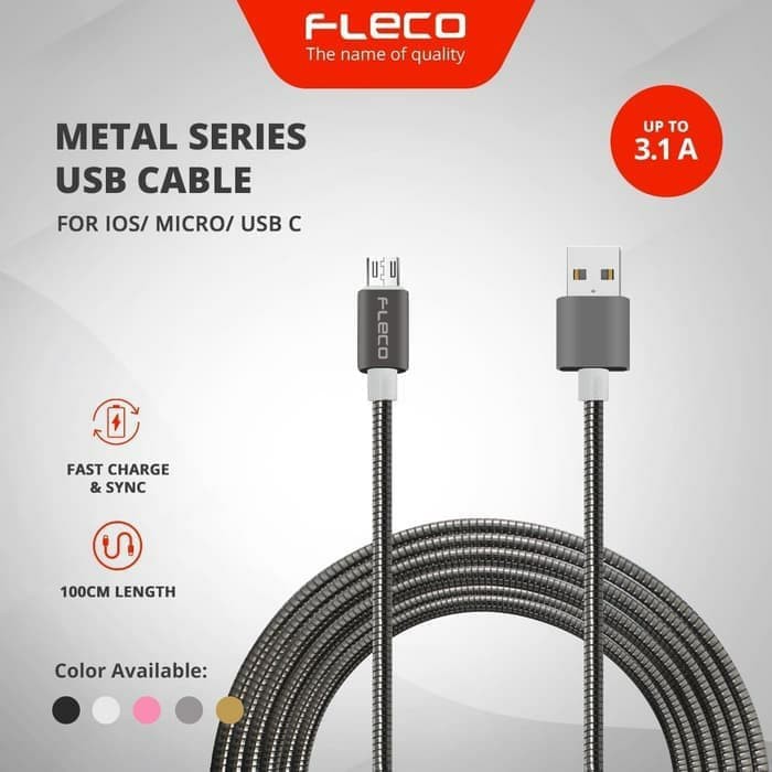 (NEW) kabel data metal fleco micro fast charging 2.4Ao (BY 88ACC)