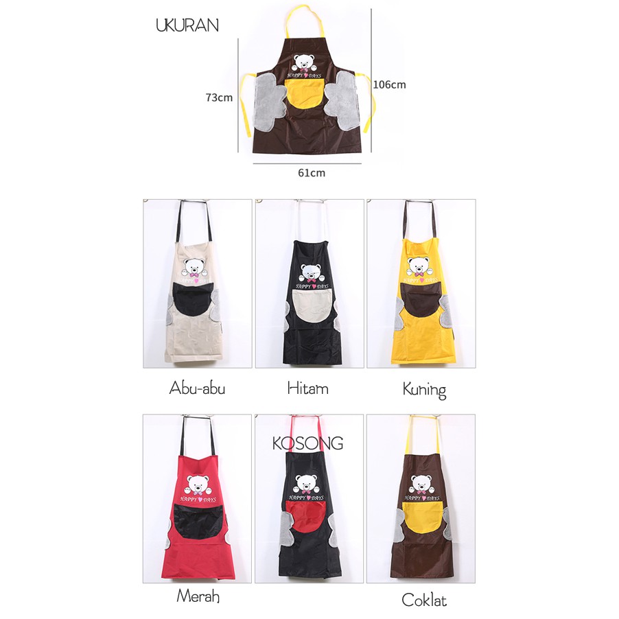 MM-166 Celemek Masak Apron BEAR Bisa Lap Tangan Anti Air Anti Minyak