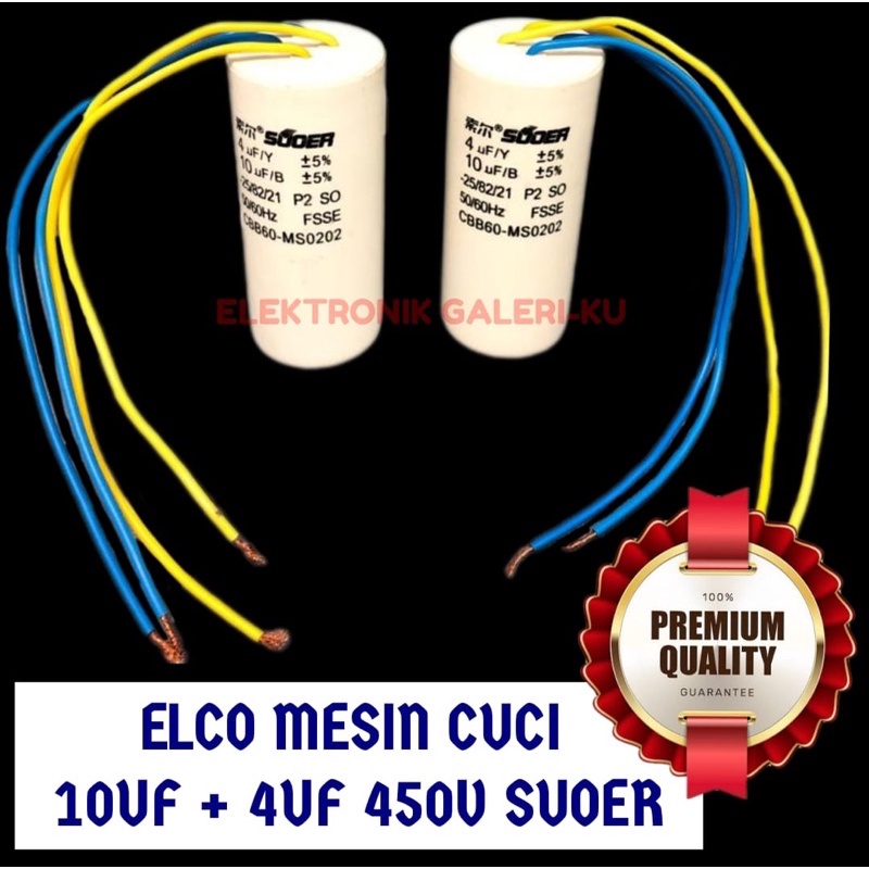ELCO MESIN CUCI SUOER 10UF + 4UF 450V