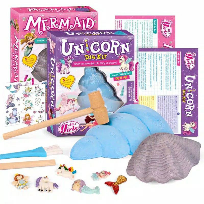 mermaid / unicorn dig kits - mainan edukasi anak