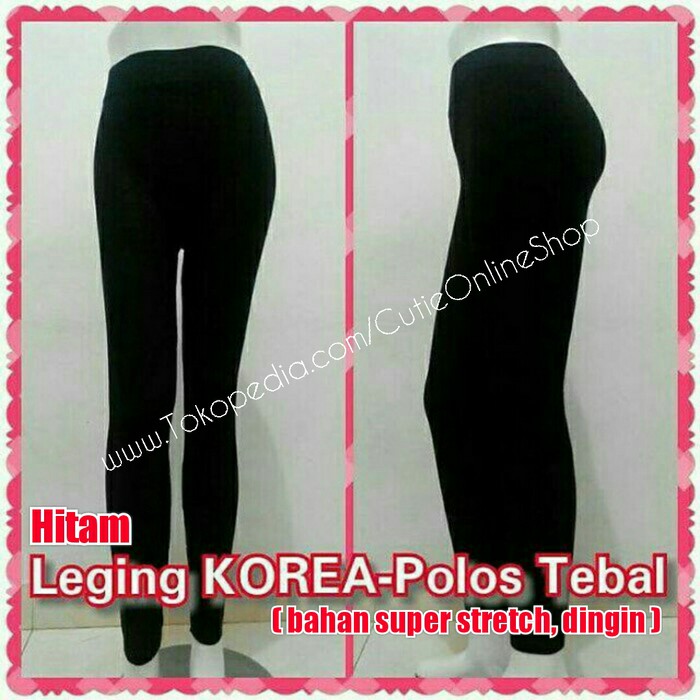 Celana Leging KOREA Polos - Hitam (bahan tebal)
