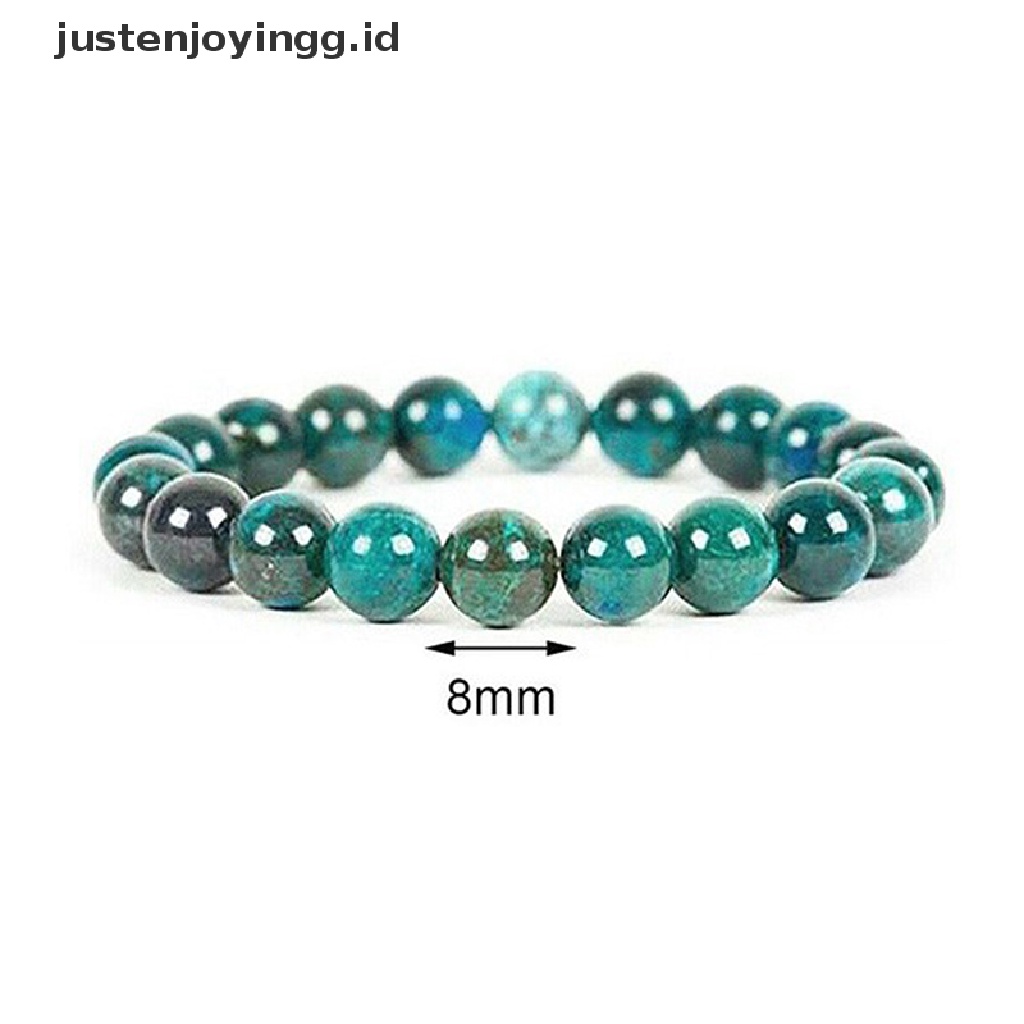 Gelang Manik-Manik Batu Malachite Chrysocolla Natural Ukuran 8MM Untuk Pria Dan Wanita