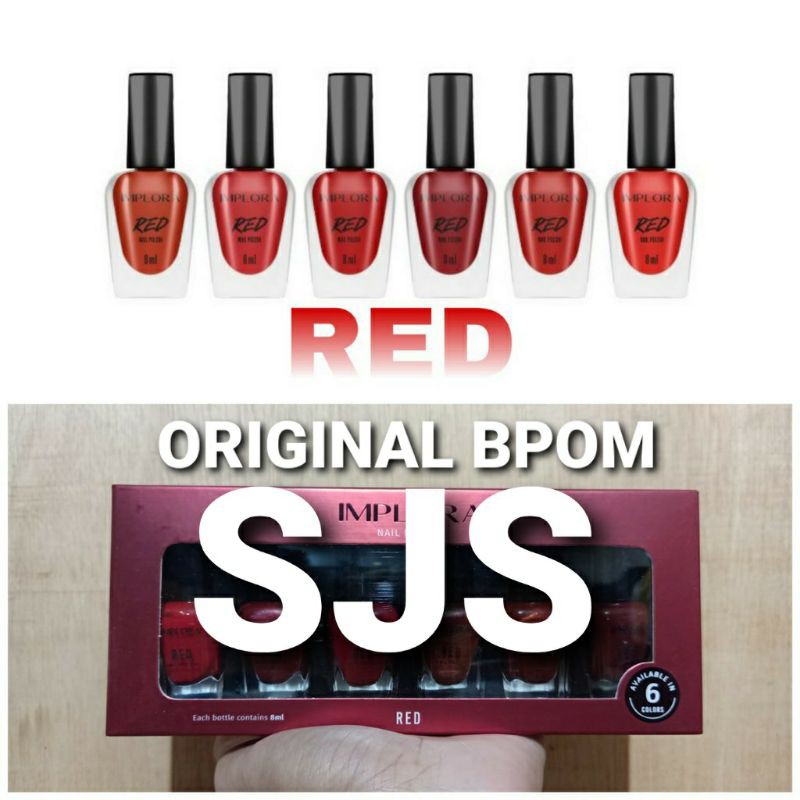 ( Harga 1pak isi 6pcs ) KUTEK IMPLORA RED SERIES NAIL POLISH ORIGINAL BPOM