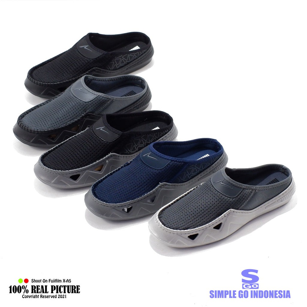 Sepatu pria slip on selop Ando Sandro terbaru bahan kain sol pylon ringan 39-43