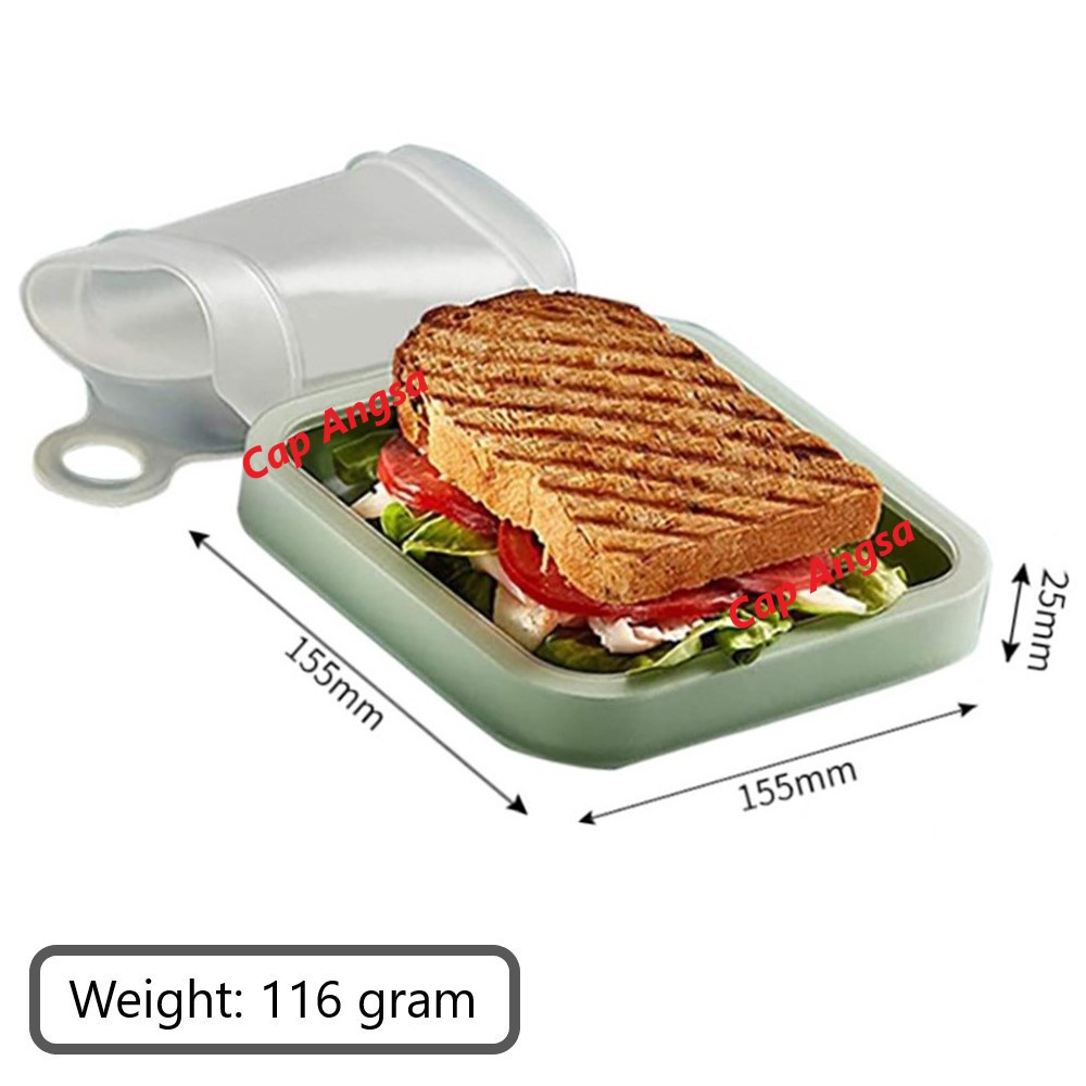 LUNCH BOX SILICONE SANDWICH BAG REUSABLE TEMPAT ROTI KOTAK WADAH BEKAL BENTO CONTAINER SILIKON WRAPS