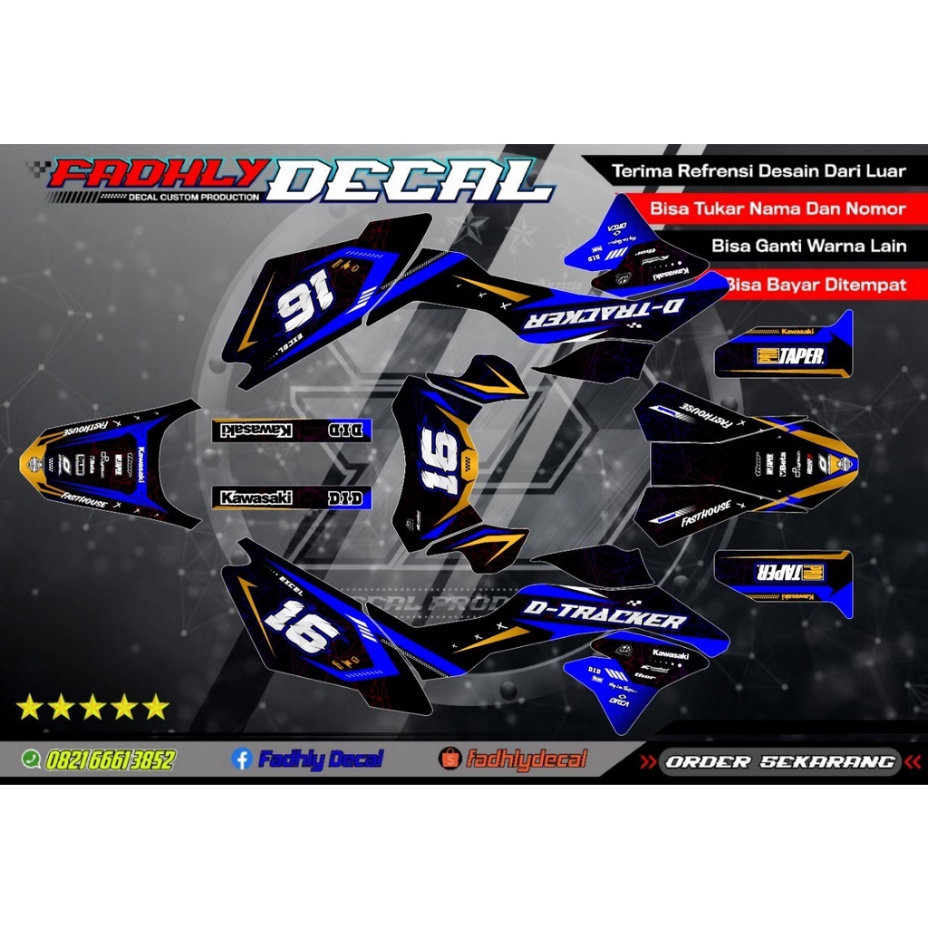 Decal Dtracker New biru gold hitam  Sticker Fullbody keren...(Baca deskripsi)