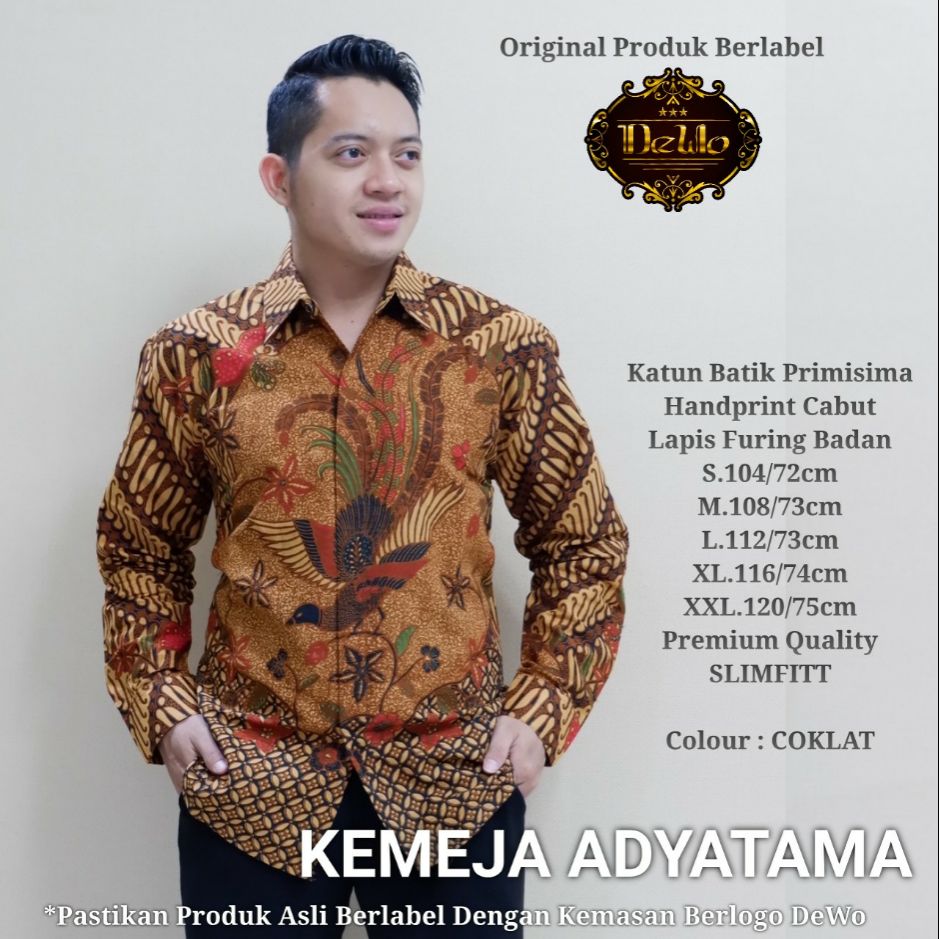 Kemeja Batik Eksklusif Lengan Panjang ADYATAMA Baju Batik Lapis Furing Batik Terbaru