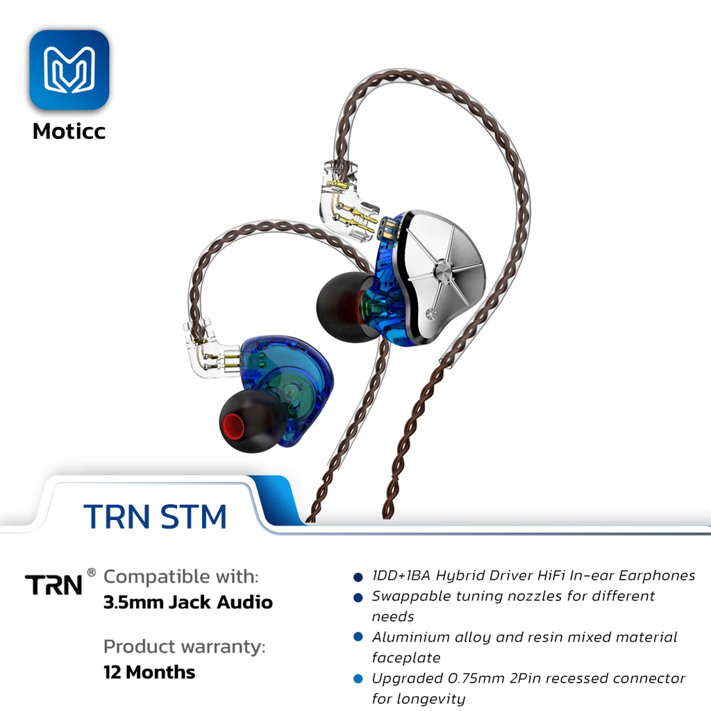 TRN STM with Mic Hybrid 1DD 1BA In Ear Earphone HIFI DJ Monitor Sports