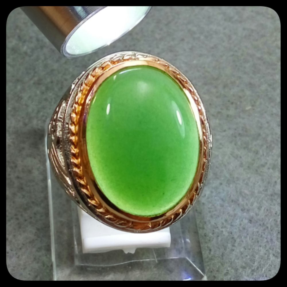 CINCIN NATURAL GREEN ADVENTURINE HQ HIJAU MENGGODA