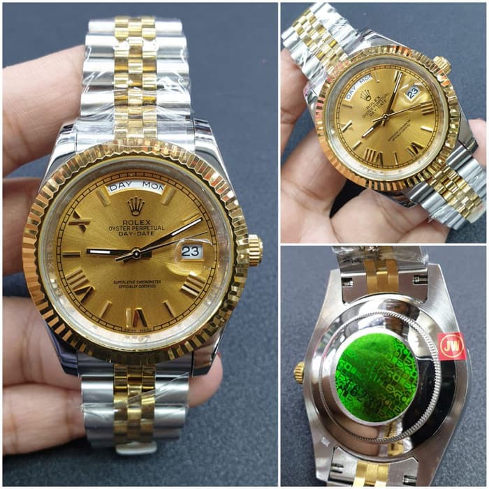 Jam Tangan Pria Rolex Daydate MIYOTA JAPAN Combi Gold SUPER