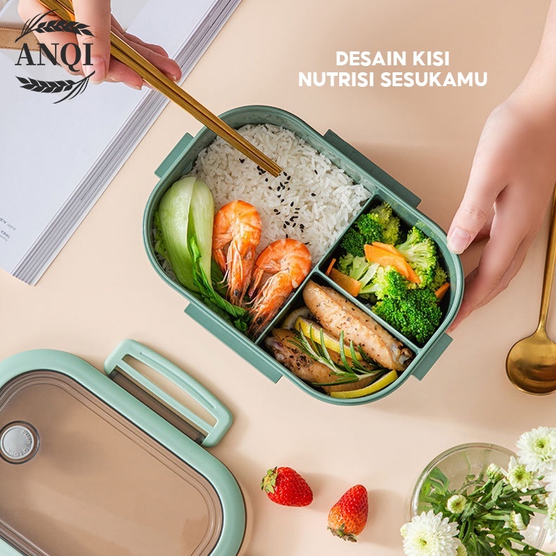 ANQI 1888 Lunch Box Set Microwavable Anti Tumpah Sekat-Bpa free VS-205