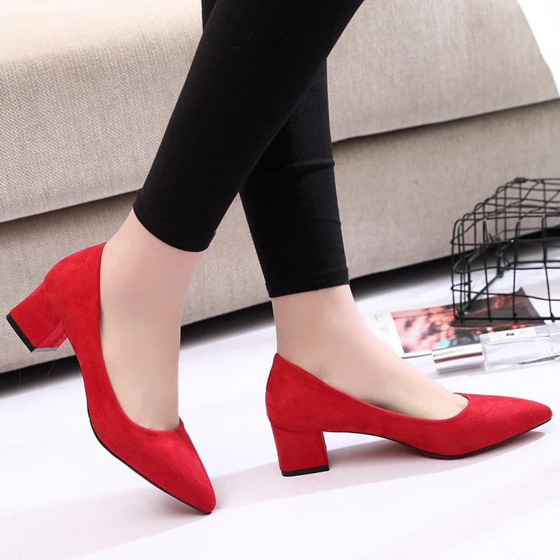 Heels Wanita Bludru VICY / Heels Pesta Kantor RS 037