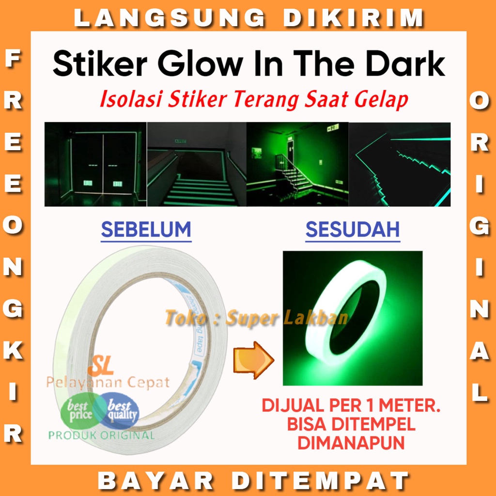 Stiker Dinding Glow In The Dark Isolasi Lakban Fosfor Terang Dalam Gelap 1 Meter