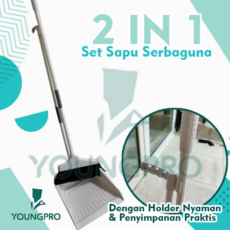 YP SAPU DAN PENGKI SET YBS-01 ALAT KEBERSIHAN PLASTIC BROOM WITH DUSTPAN / YMM-01 ALAT PEL LANTAI ULTRA MOP STAINLESS STEEL ANTI KARAT SPIN MOP / SCM-01 PRAKTIS ULTRA MOP Dry&amp;Wash 2 SEKAT BUCKET/ YMM-05 ALAT PEL ULTRA WIDE PANEL (FREE BROOM CLIP)