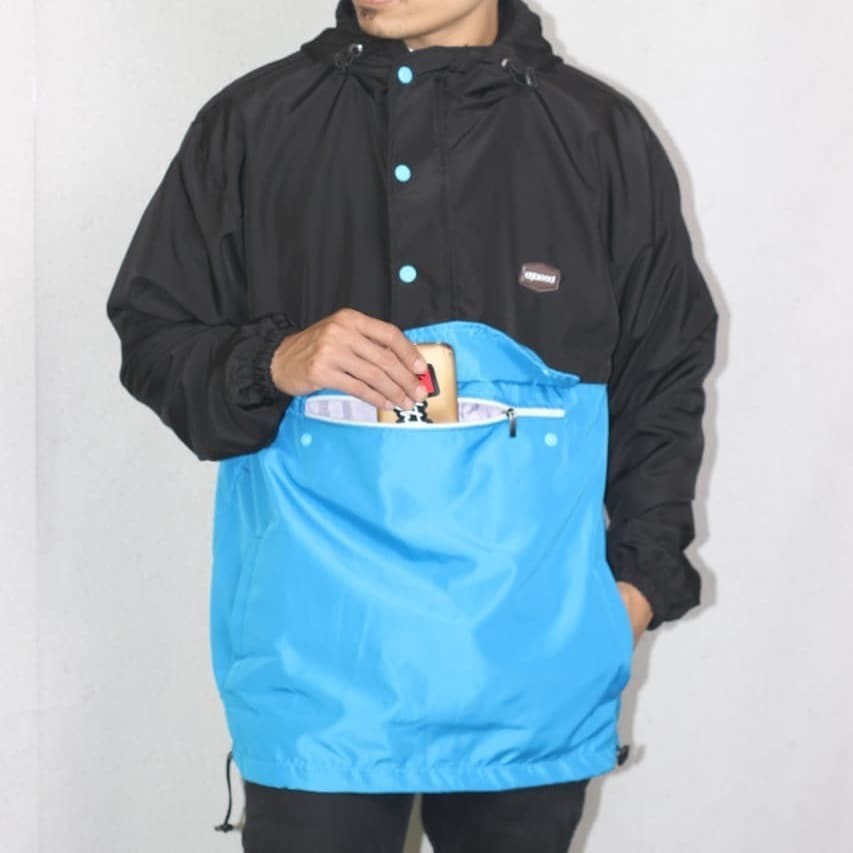 Jaket Cagoule Parasut Original Djbred - Hitam Biru Turkish