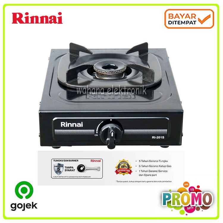 Rinnai RI-301S Kompor Gas 1 Tungku Sun Burner - Paket Caisar Selang Regulator Bisa Gojek