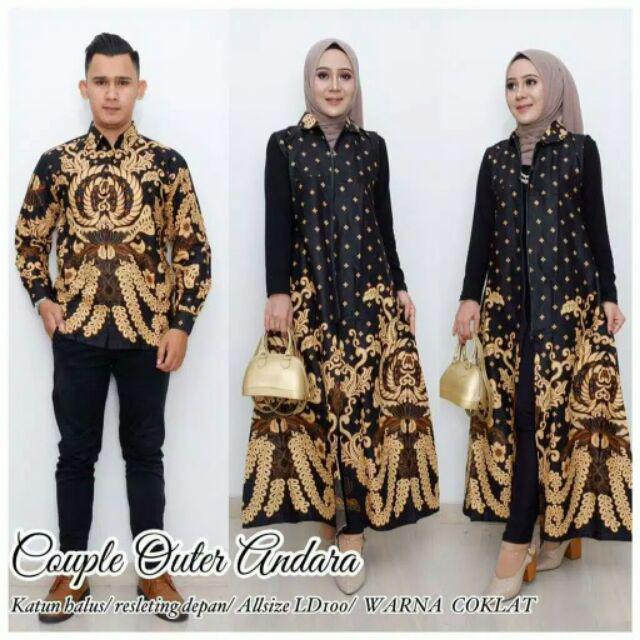 Couple Batik Sarimbit Tunik Andara Pria Wanita Lengan Panjang Modern Exclusive
