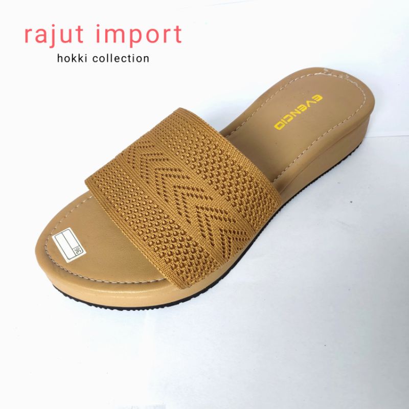 RJT-01 Sandal Rajut wedges Import Sol Spon Bungkus Terbaru