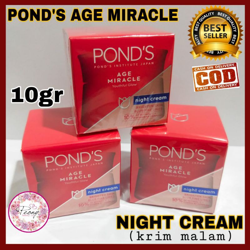 [COD ✓ SUPER MURAH] PONDS AGE MIRACLE NIGHT CREAM 10GR / Ponds Age Miracle Krim Malam 10gr