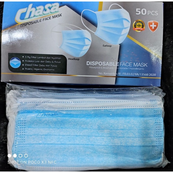 [Masker] Masker earlop chasa embos isi 50 pcs biru
