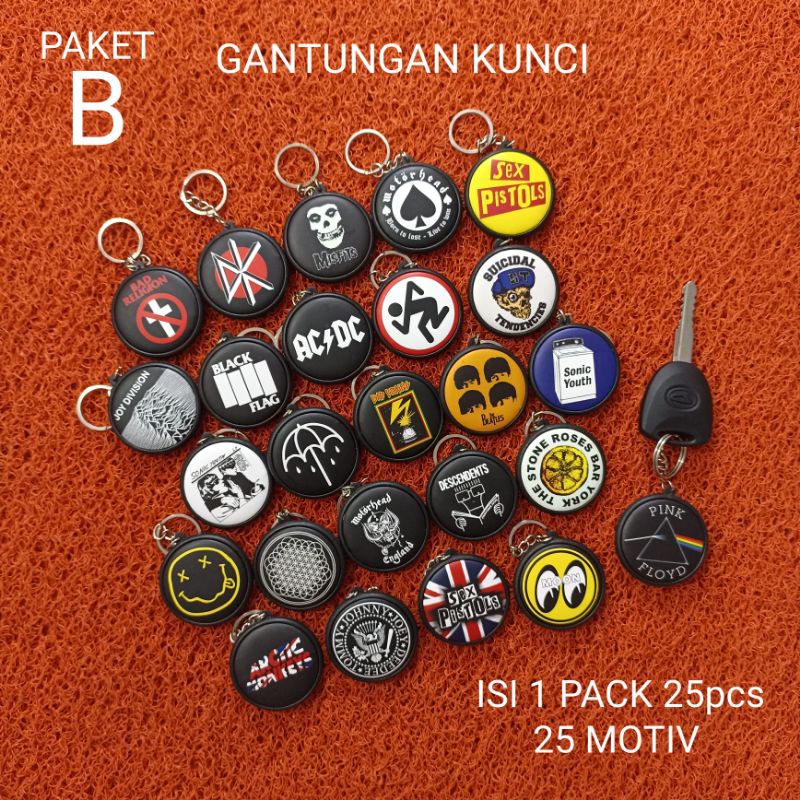 [ 1 PACK 25pcs ] GROSIR GANTUNGAN KUNCI MUSIK 2 MUKA TERLARIS BEST SELLER