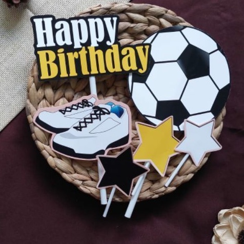 topper toper hiasan tusukan kue cake nasi tumpeng puding ulang tahun happy birthday karakter bola