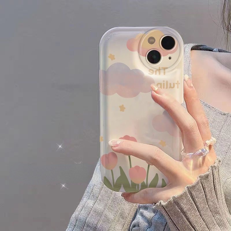 Case Desain Tulip Warna Gradasi Untuk iPhone 12 13 11 Pro Max X Xs Max Xr